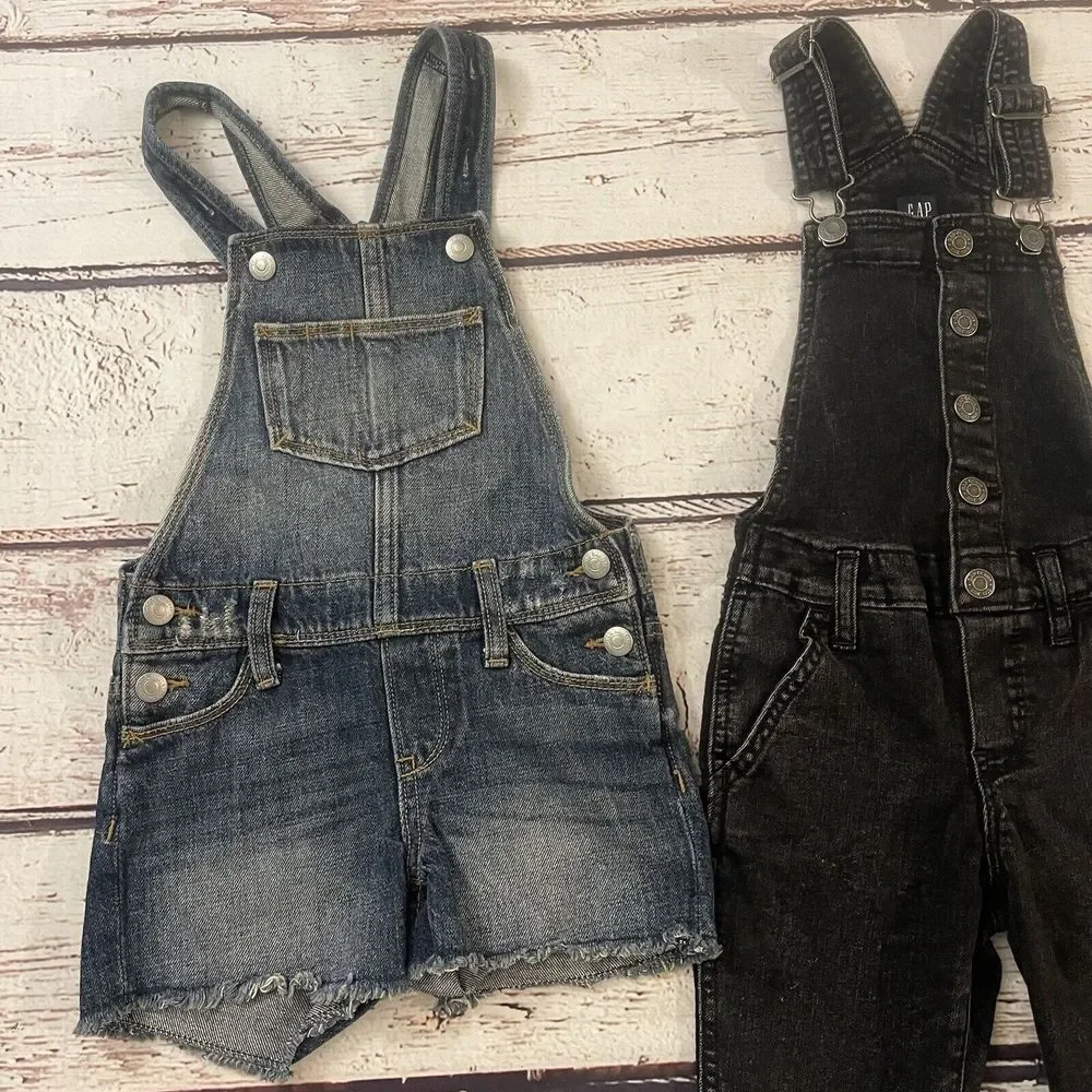 Gap Cherokee Old‎ Navy Cat & Jack Denim Girls Denim Overalls Size Small Lot of 4